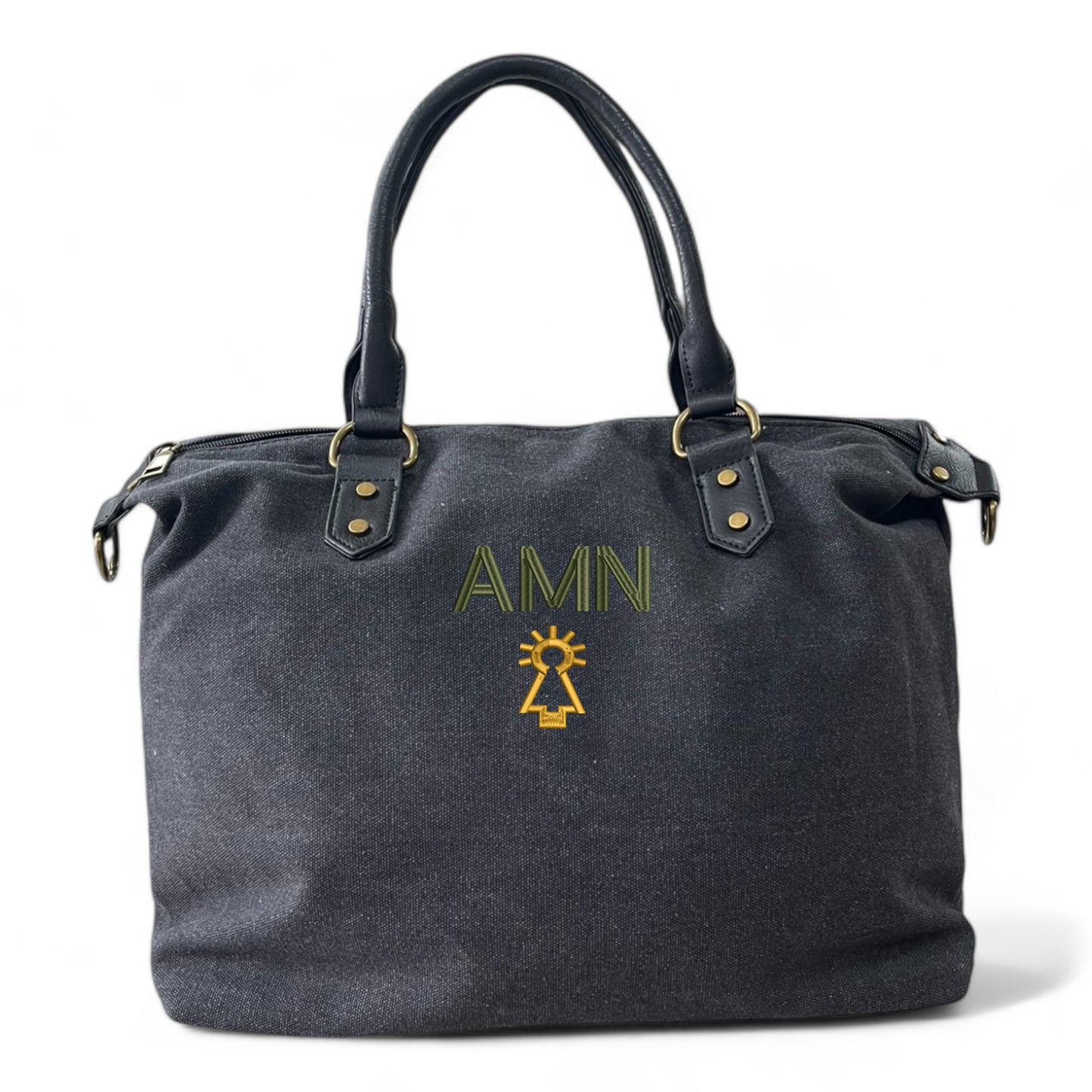 Bolso Personalizado BORDADO Iniciales VIRGEN DEL PILAR NEGRO
