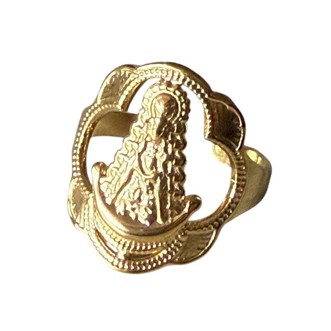 Anillo Filigrana Acero Virgen del Rocío Baño oro