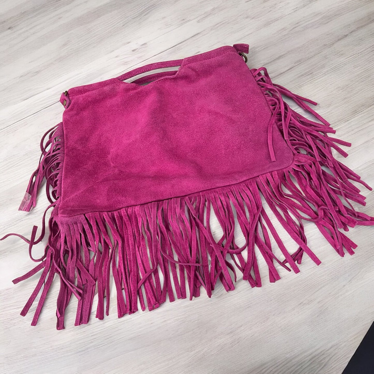 Bolso Serraje Flecos Capote