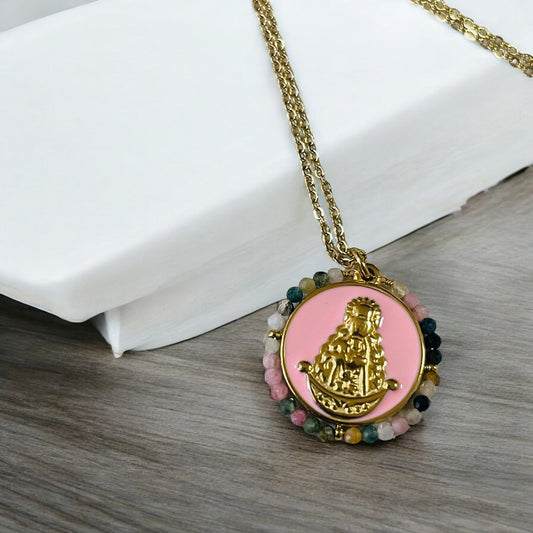 Colgante Esmaltado Rosa Virgen del Rocío