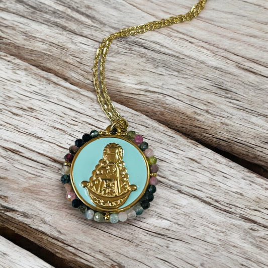 Colgante Esmaltado Verde Agua Virgen del Rocío