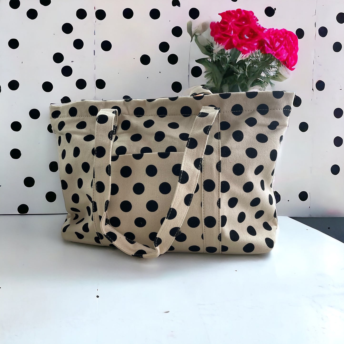 bolso flamenco echale lunares en beige