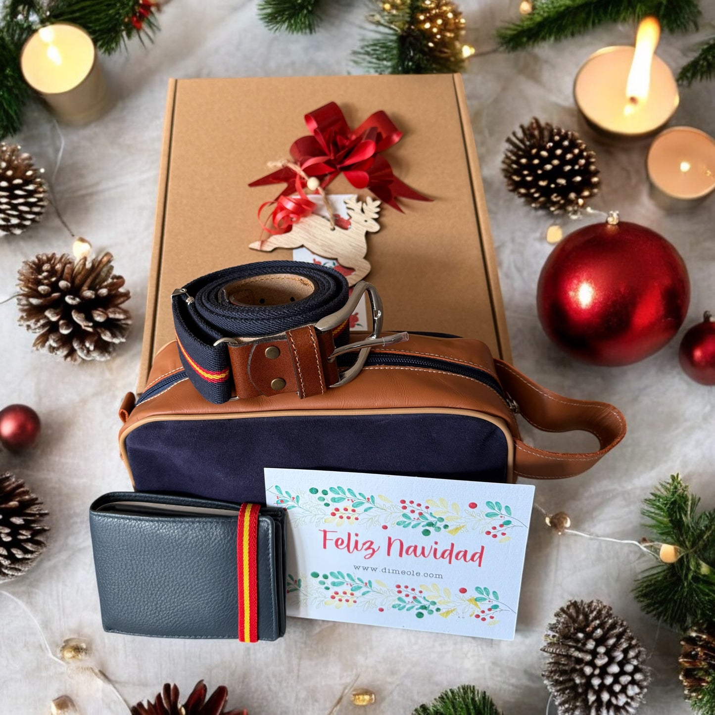 PACK CINTURÓN ESPAÑA + CARTERA + NECESER SERRAJE AZUL