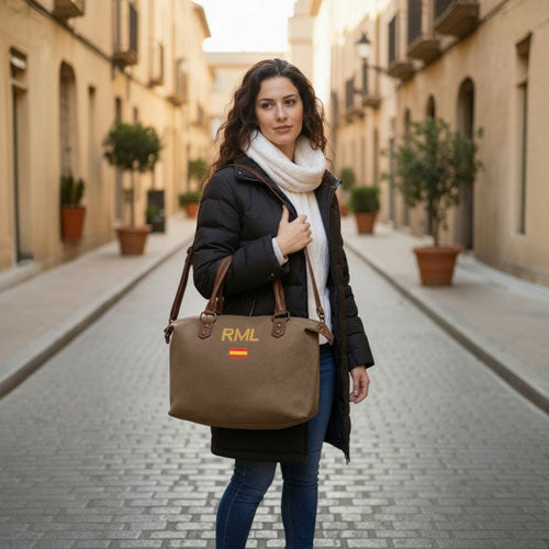 Bolso Personalizado Iniciales BORDADAS TOSTADO ESPAÑA