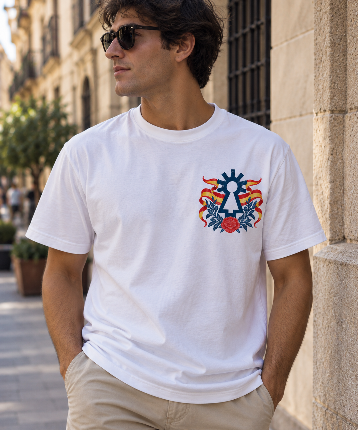 Camiseta Hispanidad hombre con diseño Virgen del Pilar