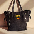 Bolso Piel Serraje Iniciales Marrón Chocolate OSCURO