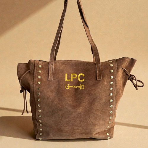 Bolso Piel Serraje Iniciales Tostado