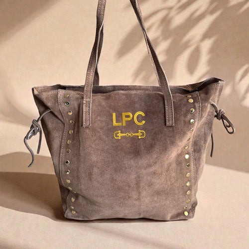 Bolso Piel Serraje Iniciales Arena