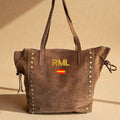 Bolso Piel Serraje Iniciales Tostado