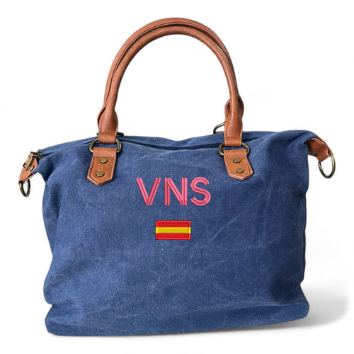 Bolso Personalizado Iniciales BORDADAS AZUL ESPAÑA