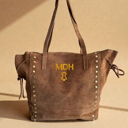 Bolso Piel Serraje Iniciales Tostado