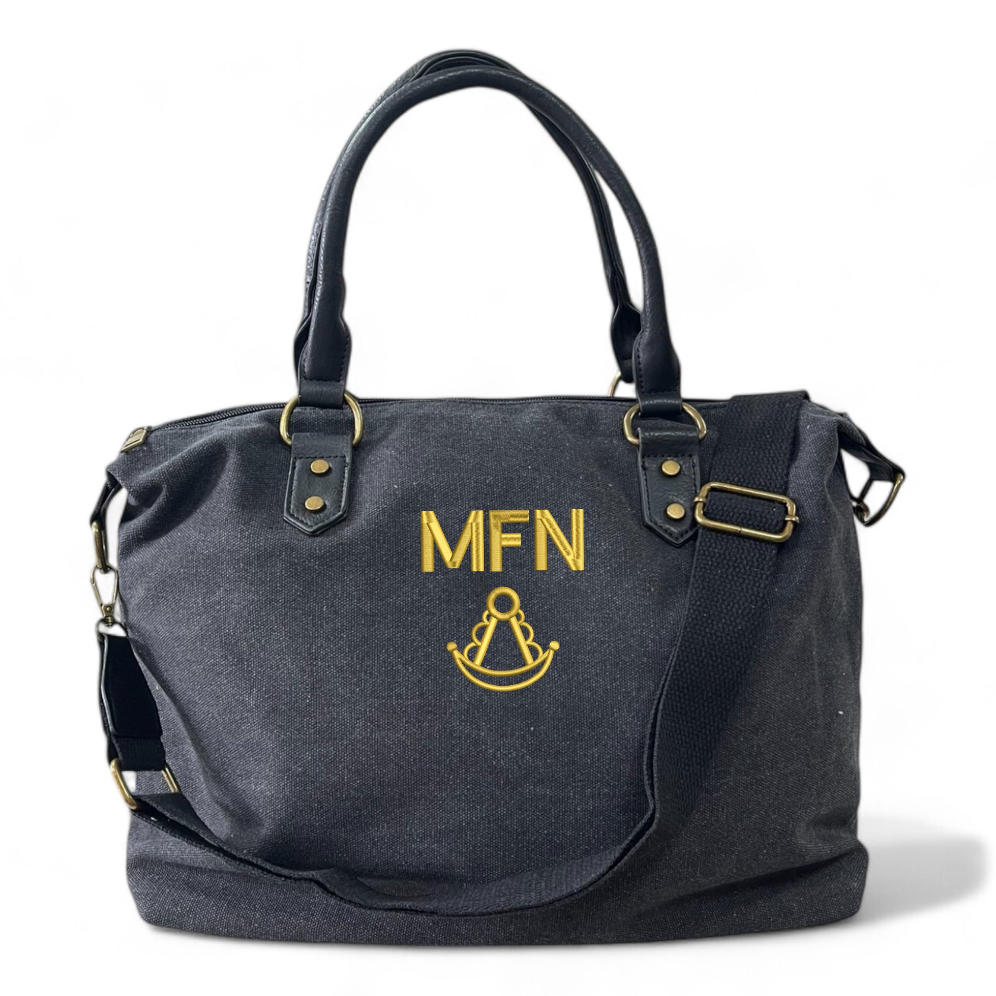 Bolso Personalizado Iniciales BORDADAS NEGRO ROCÍO – DimeOle