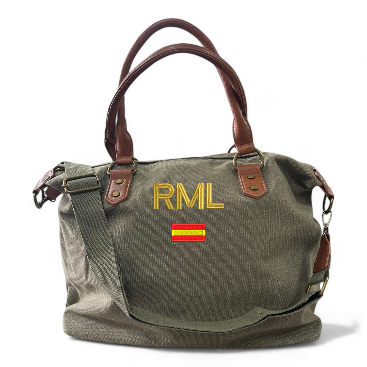 Bolso Personalizado Iniciales BORDADAS VERDE CAZA ESPAÑA