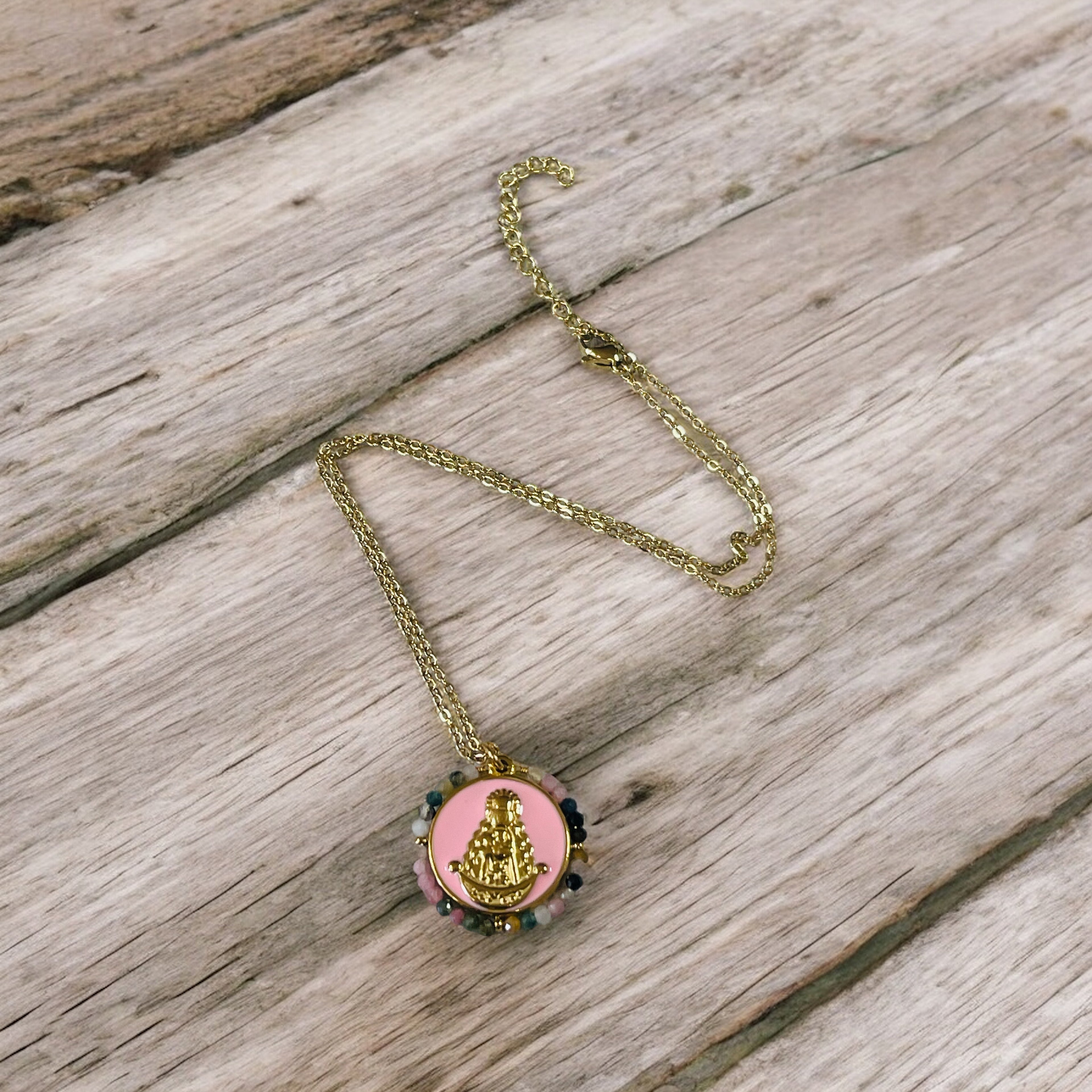 Colgante Esmaltado Rosa Virgen del Rocío