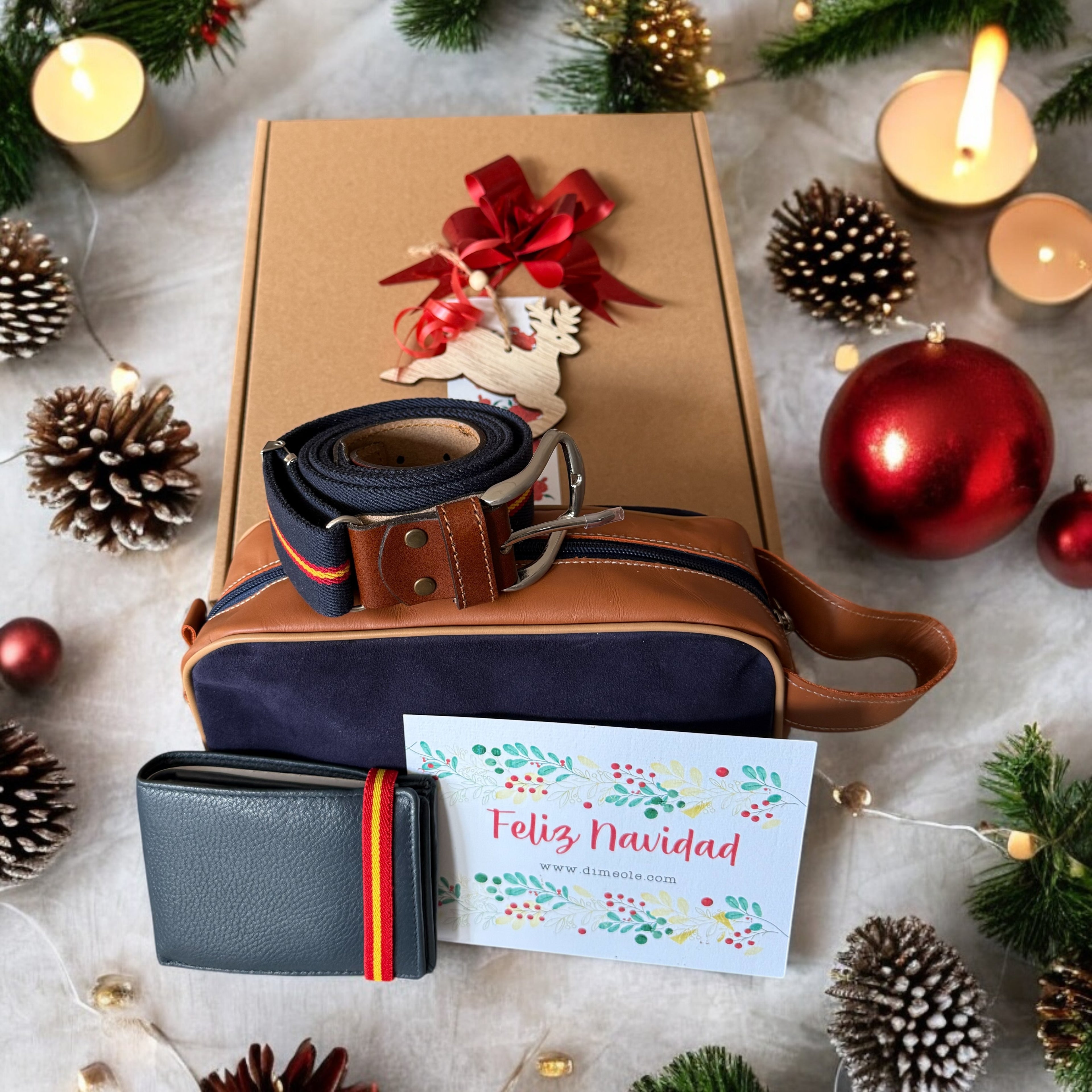 PACK CINTURÓN ESPAÑA + CARTERA + NECESER SERRAJE AZUL