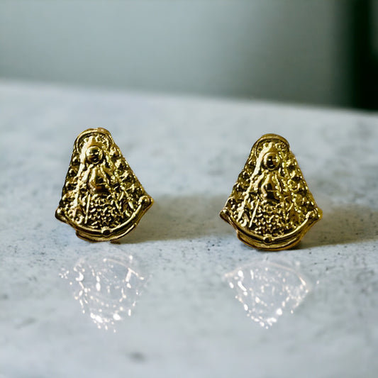 Pendientes Virgen del Rocío Acero  Dorado